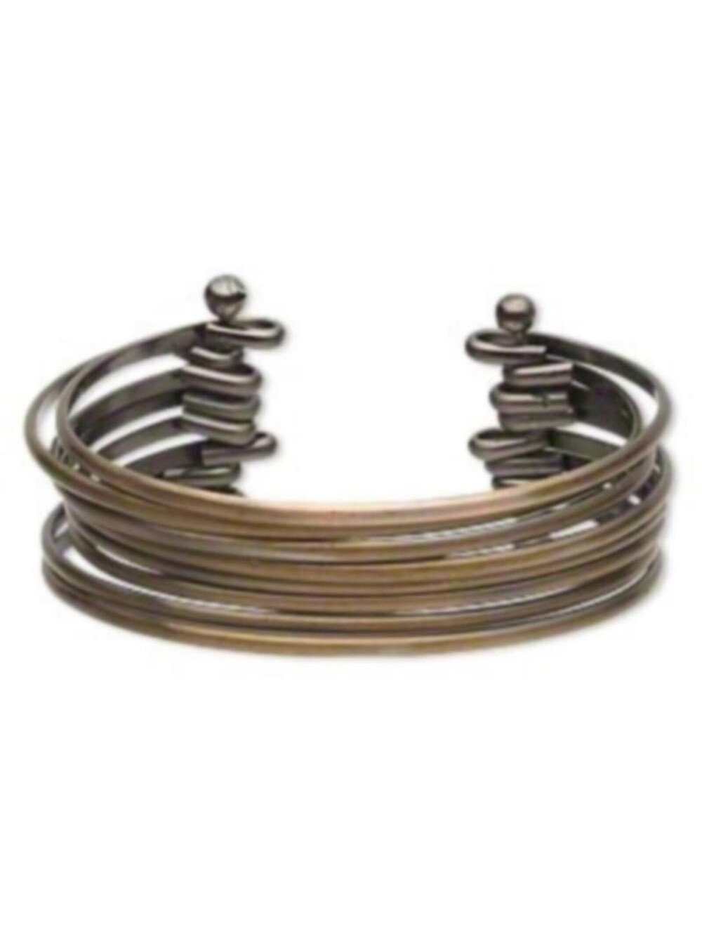 Antique Bronze Geometric Minimalist Design Multi Band 36mm Wide Cuff Bracelet